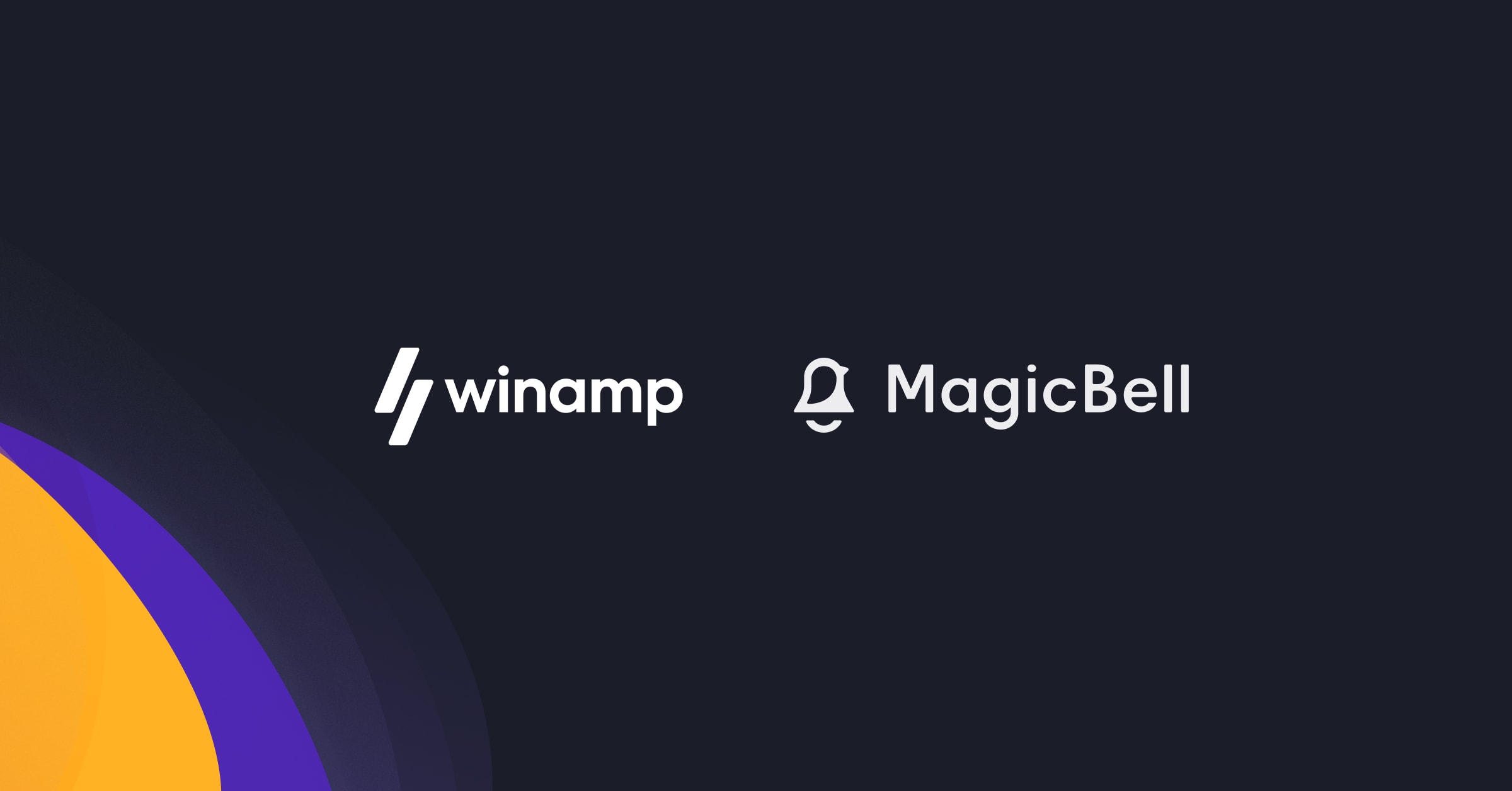 banner with a logo of MagicBell and Winamp