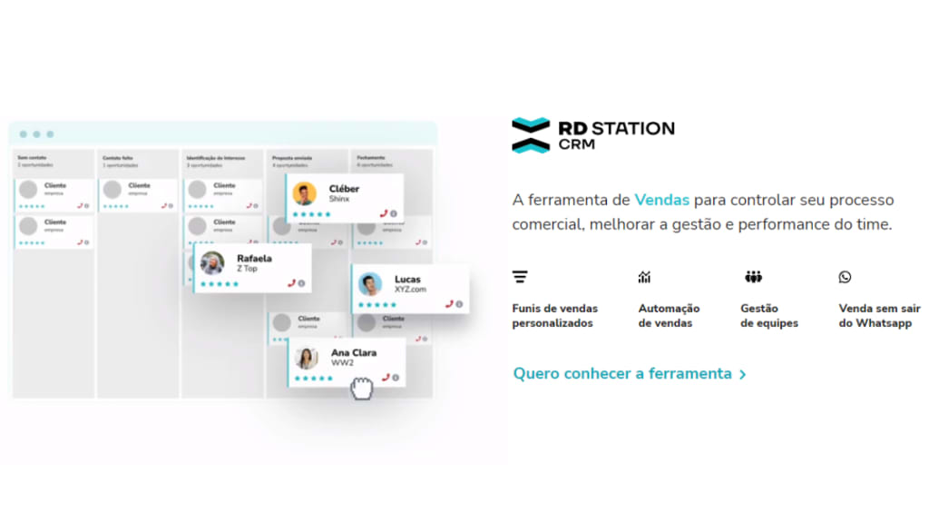 RD Station CRM é uma solução completa para o processo comercial de uma empresa.