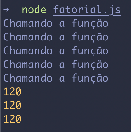 Calculando fatorial de forma memorizada