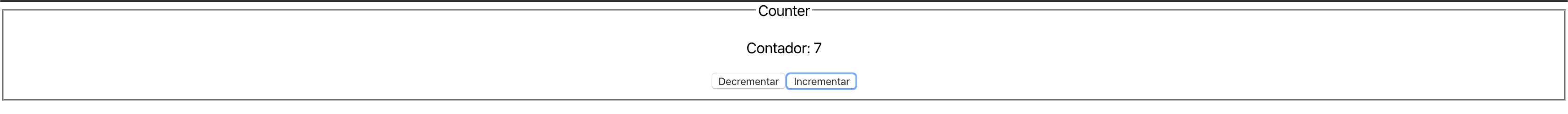 Interface visual do contador