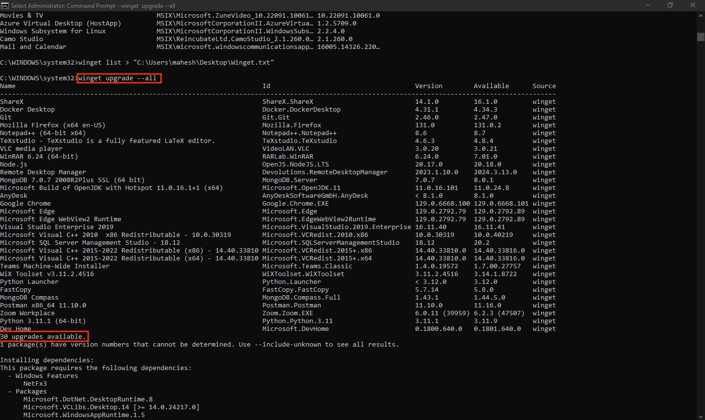 Upgrading applications