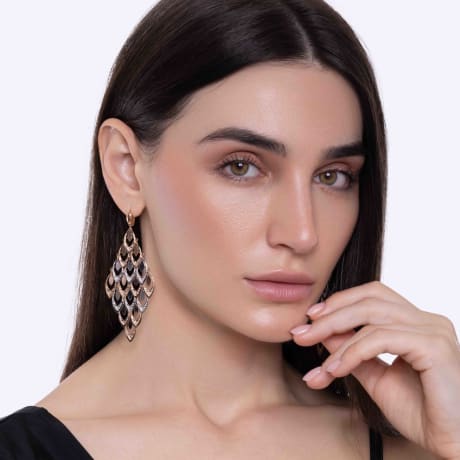 18K Peacock Tail Drop Earrings