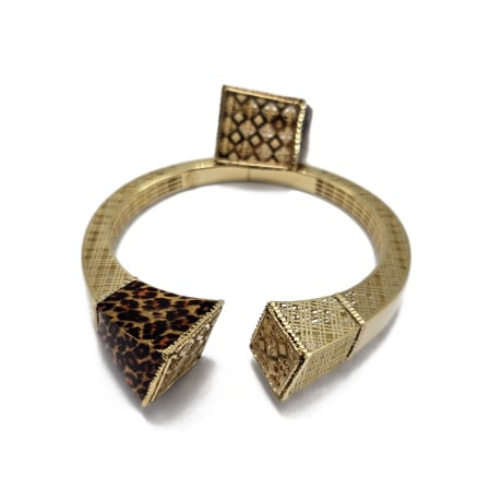 18K Chunky Bangle & Ring in Cheetah Pattern