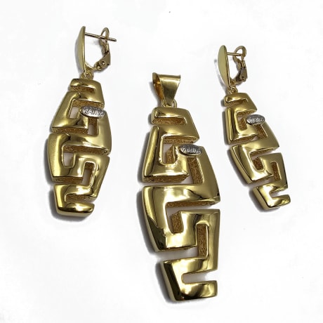 18K Greek Key Pattern Half Set