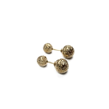 18K Textured Double Ball Earring