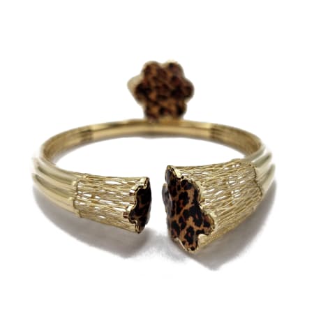 18K Chunky Flower Bangle & Ring in Cheetah Pattern