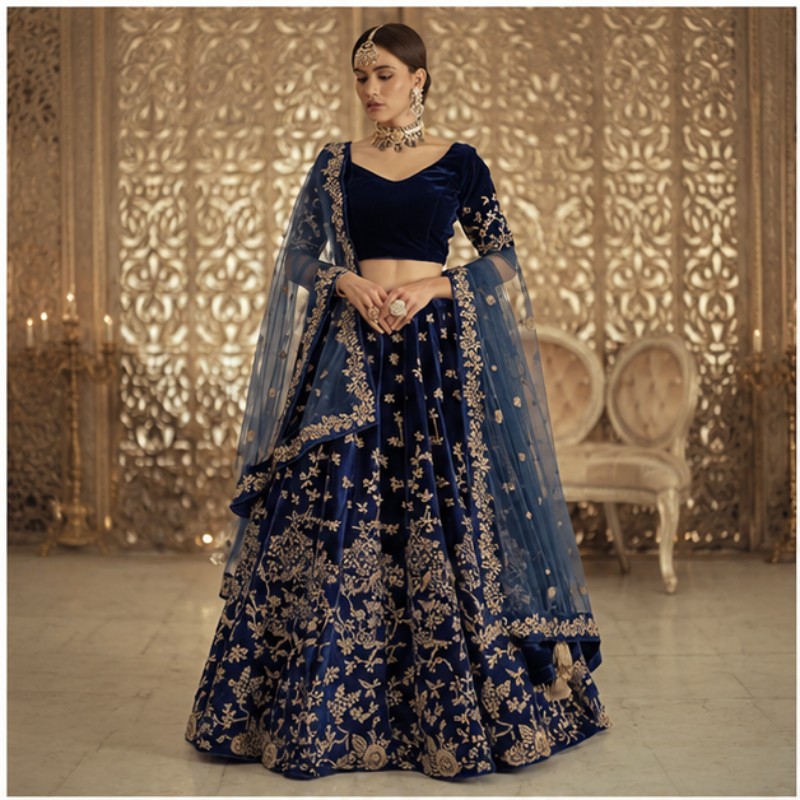 Velvet Bridal Lehenga