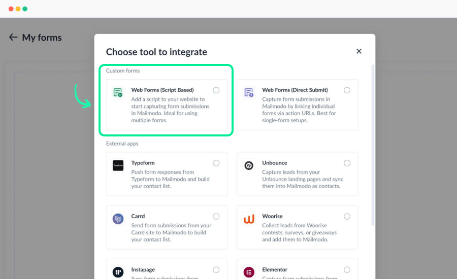 web forms (script-based)
