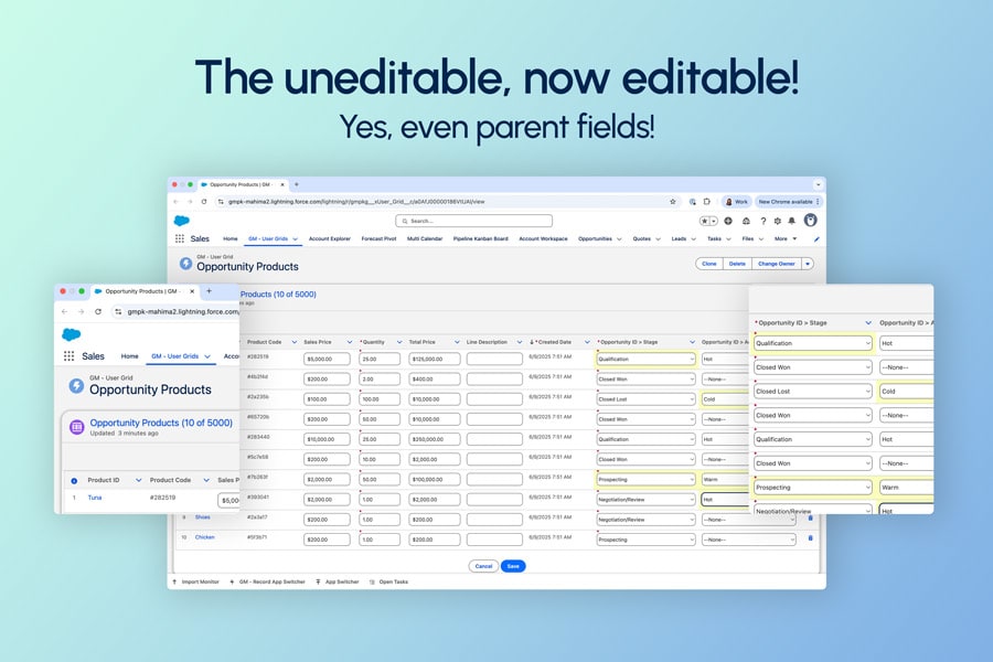 The uneditable, now editable - yes, even parent fields!