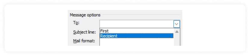 Choose recipient option in the to field