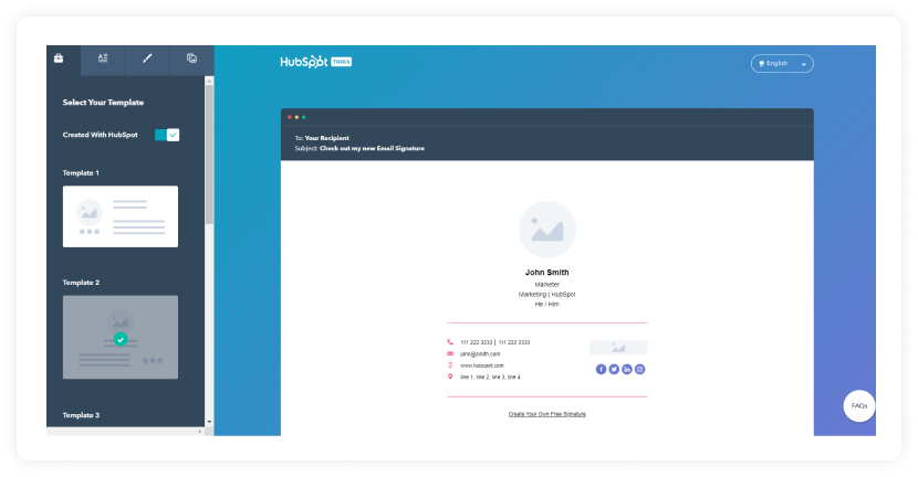 Screenshot of Hubspot's Email Signature Generator