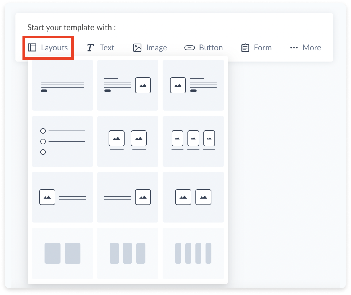 Adding a layout using Mailmodo's template builder