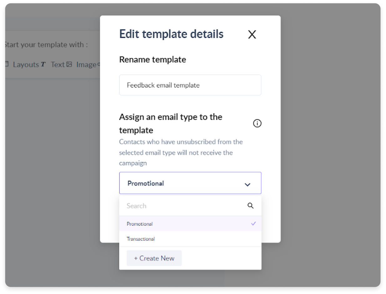 Naming and categorizing the email templates in Mailmodo