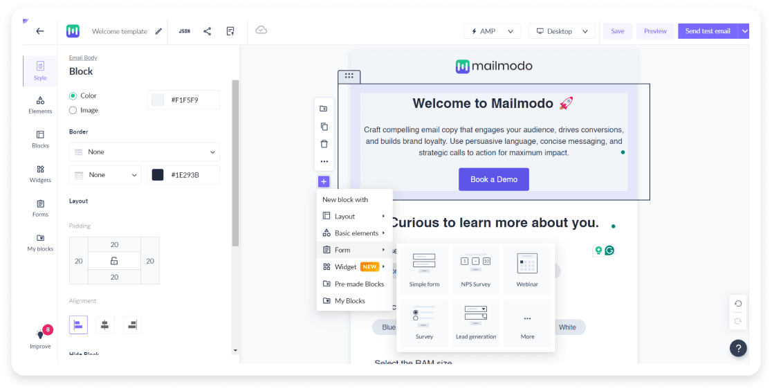 Mailmodo email editor