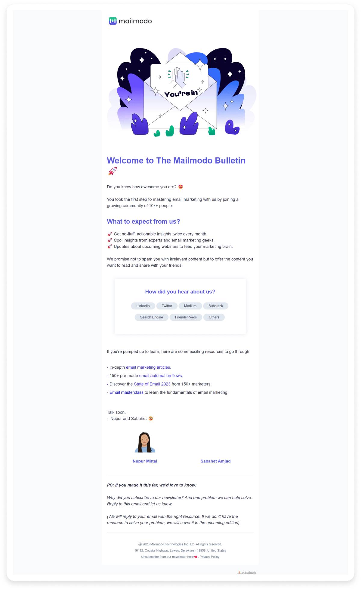 Welcome template copy of Mailmodo