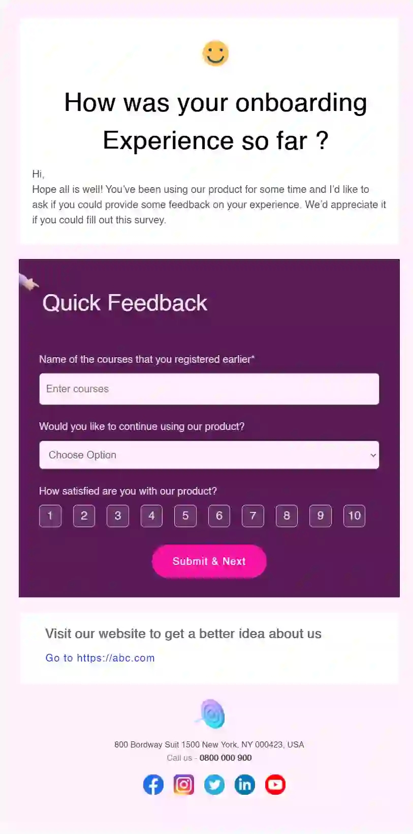 CSAT Survey Email Template