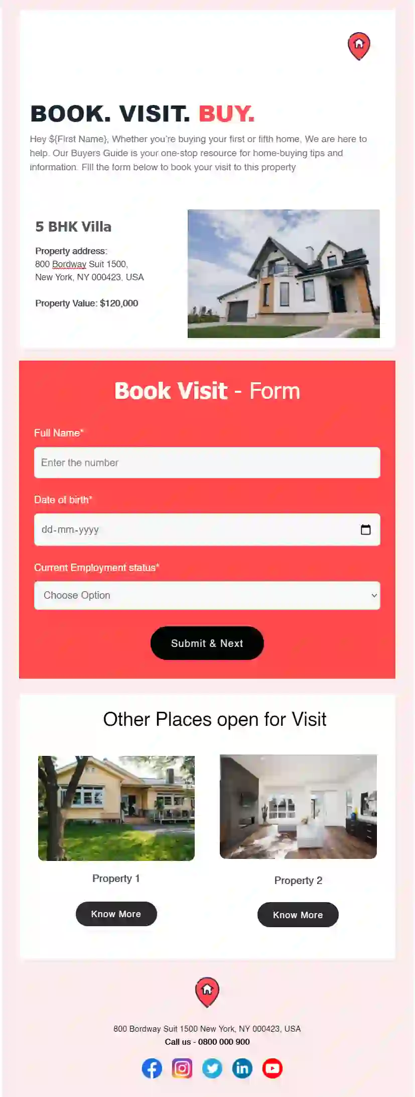 Property Visit Form Email Template
