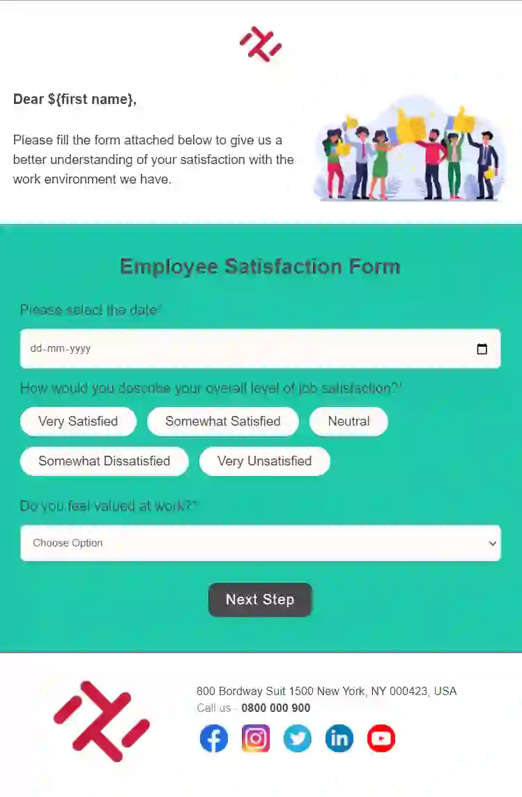 Employee Satisfaction Survey Email Template