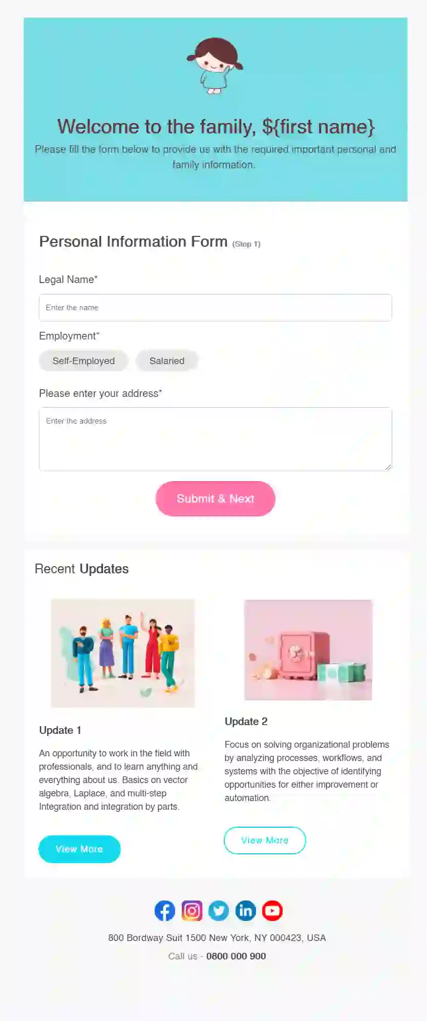 Personal Information Form Email Template