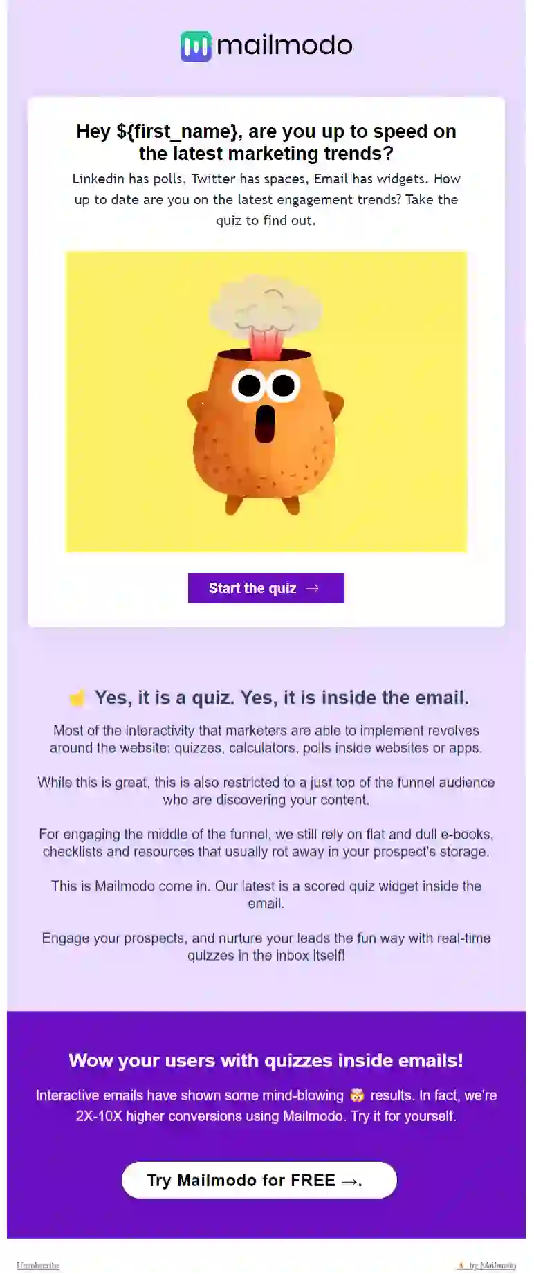 Interactive Email Marketing Quiz Template