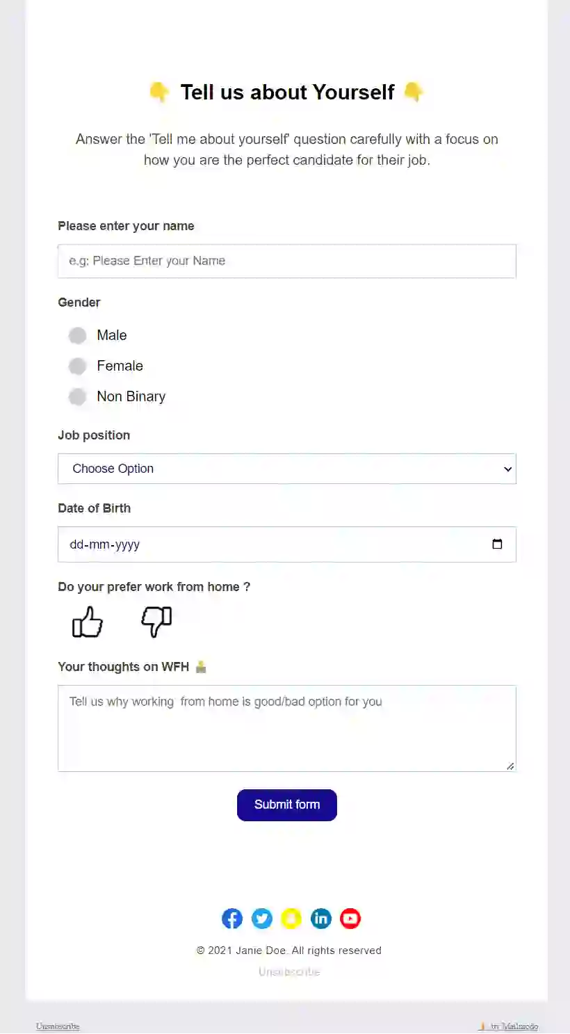 Enquiry Form Email Template