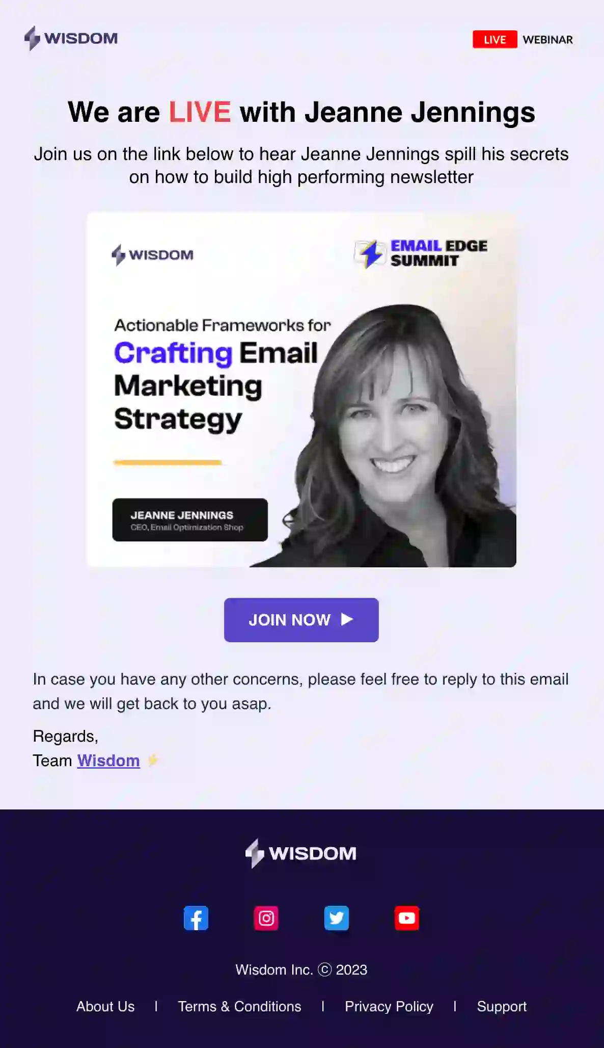 Webinar Reminder Email Template