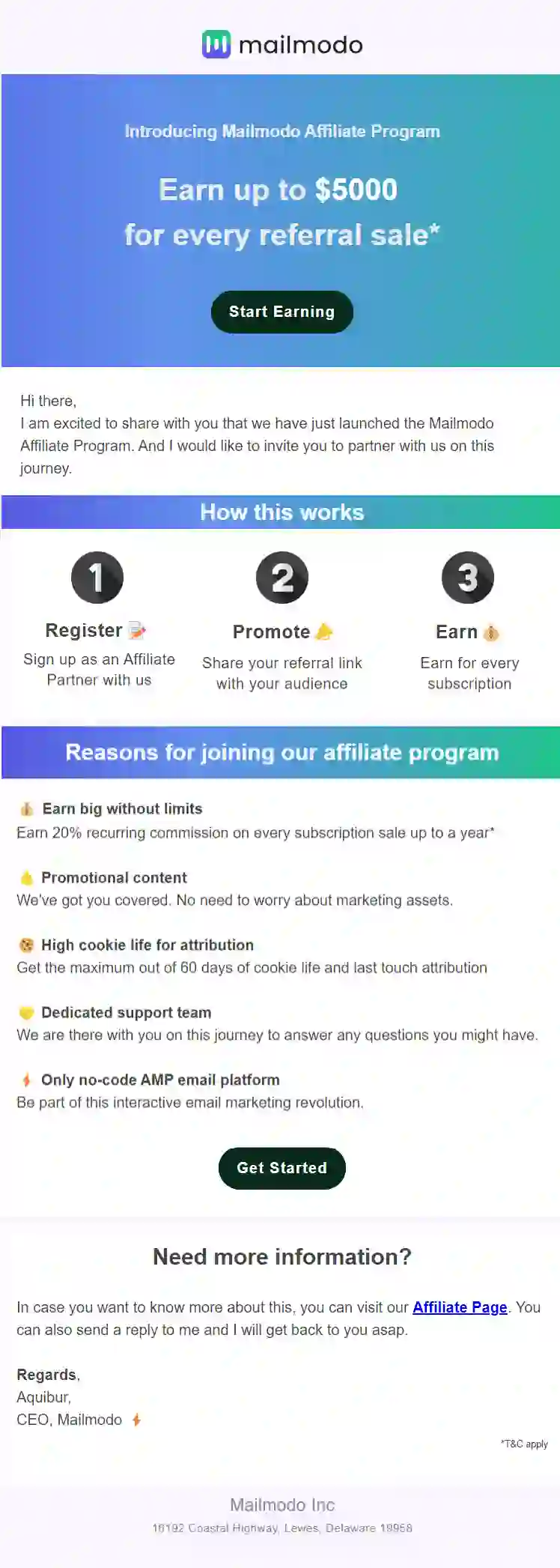 Affiliate Recruitment Email Template