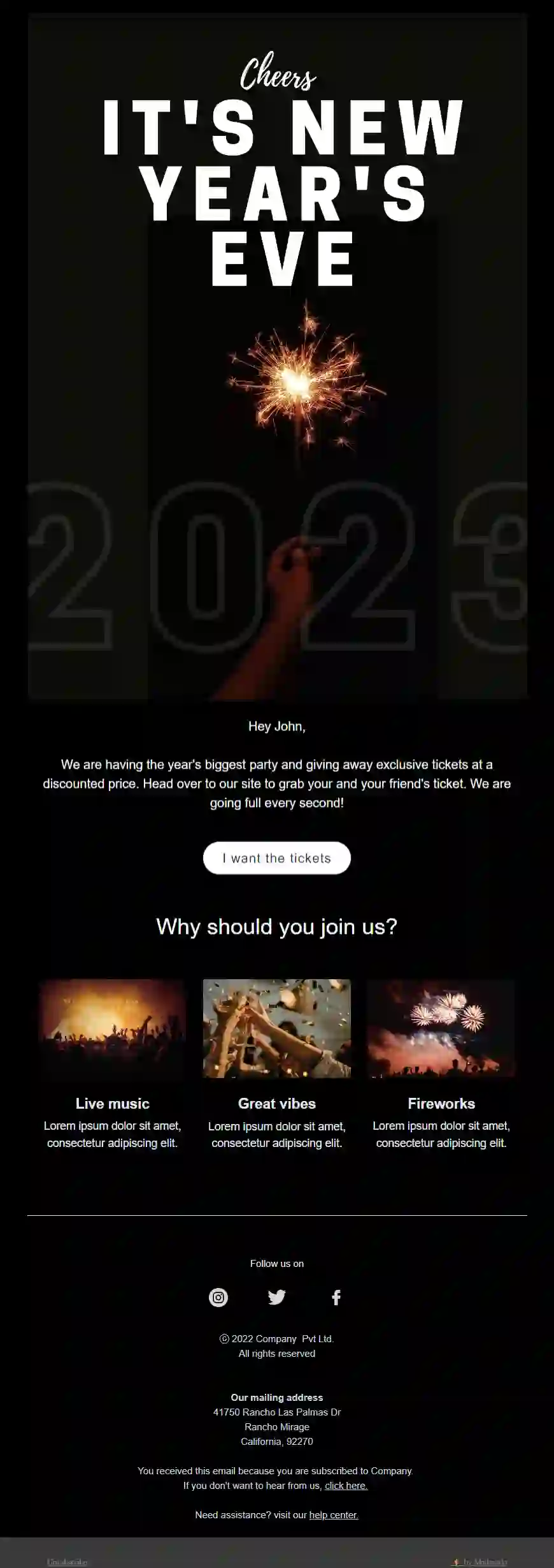 New Year Dark Theme Email Template