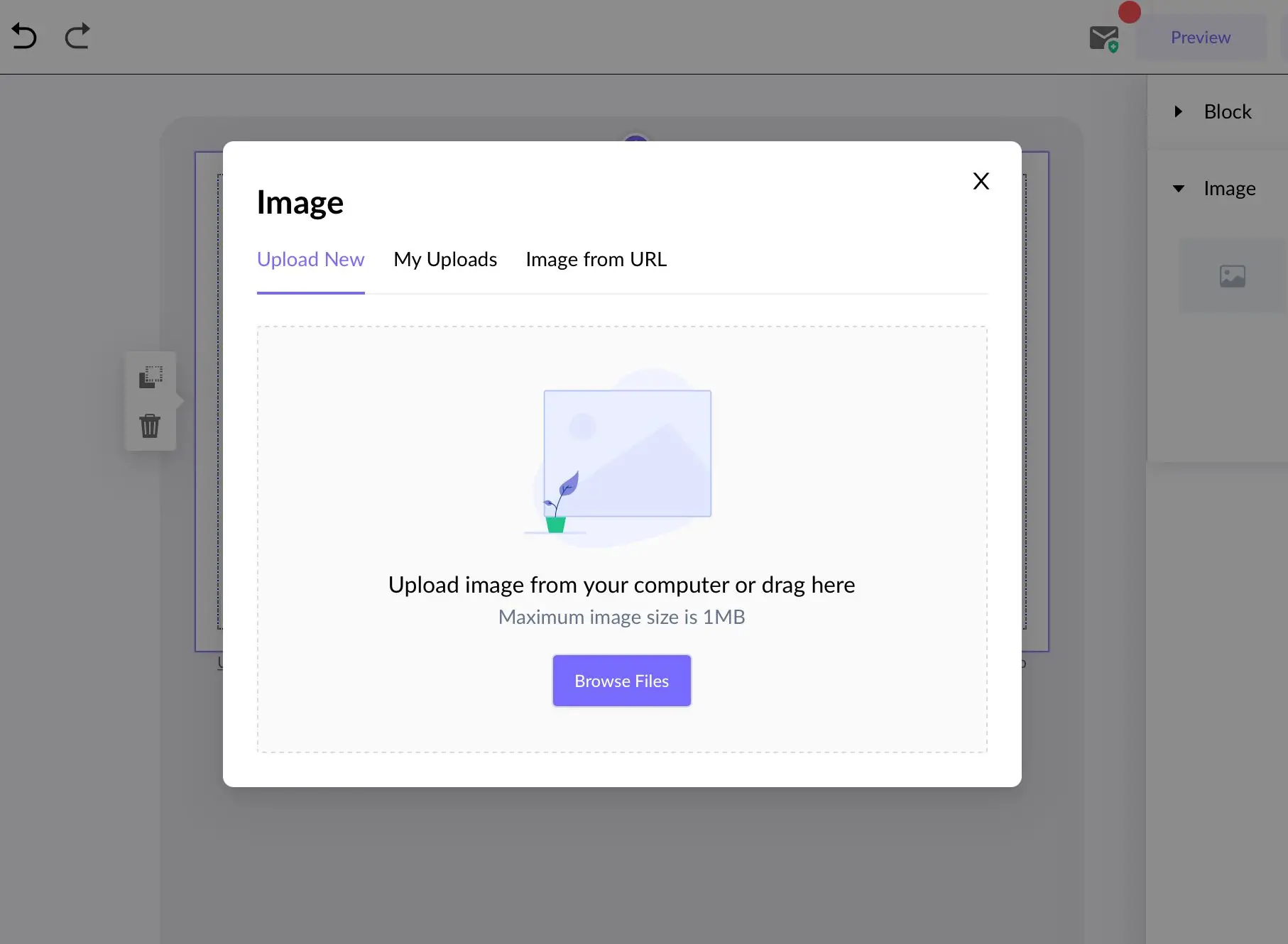 Click 'Add images" in Mailmodo campaign creator