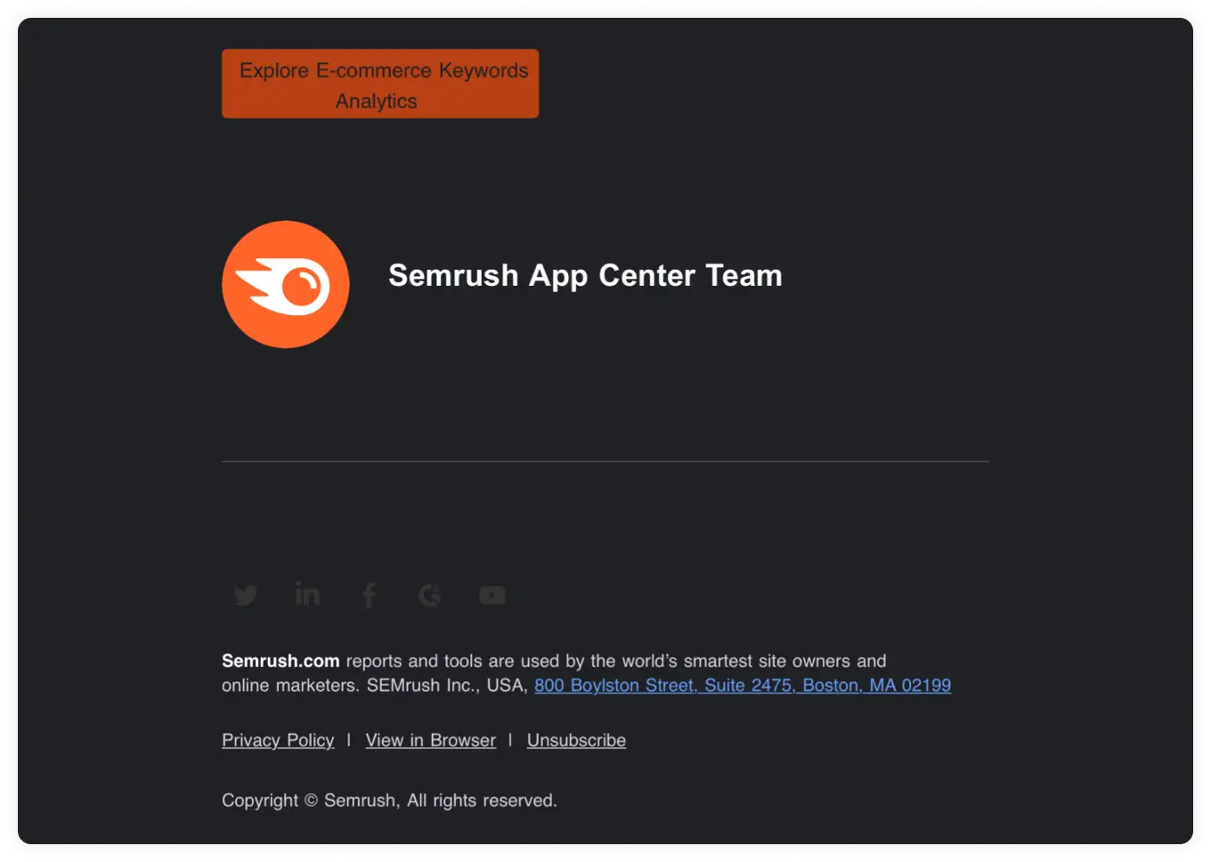 Semrush's email footer