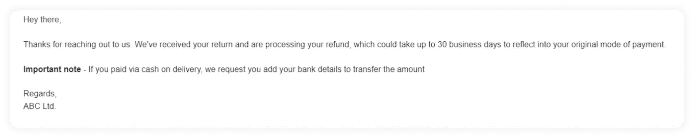 Refund policy autoresponder 