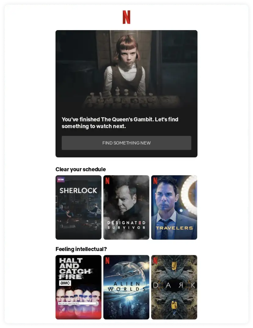 Netflix retargeting email example