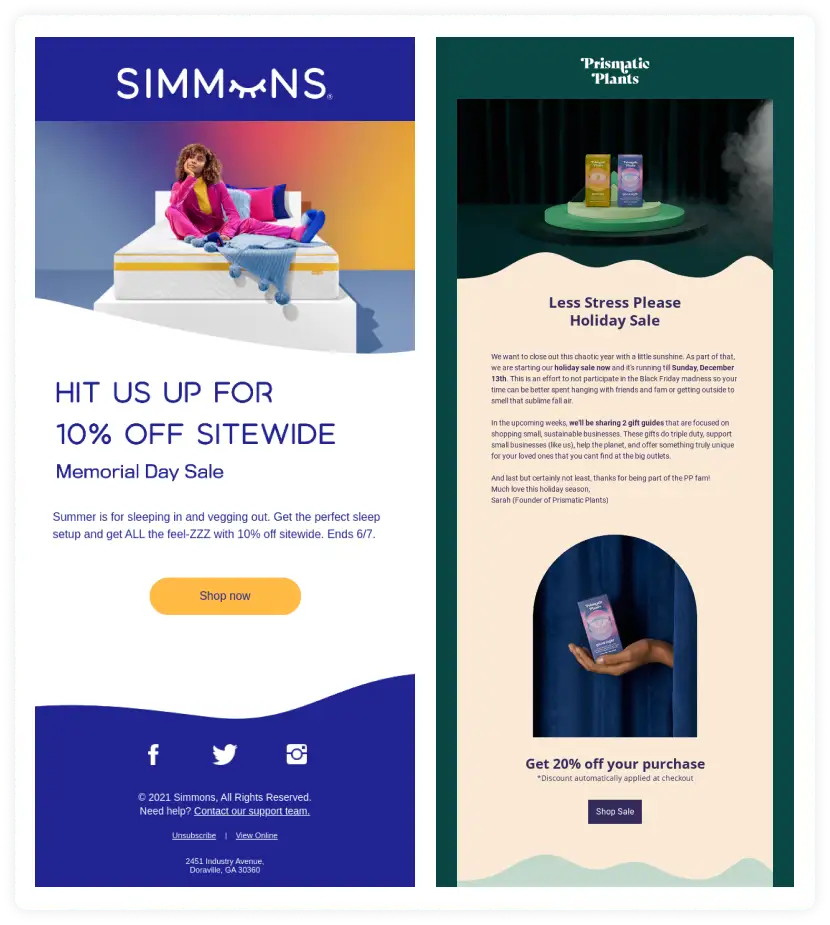 Two examples of arches and wave design in the email