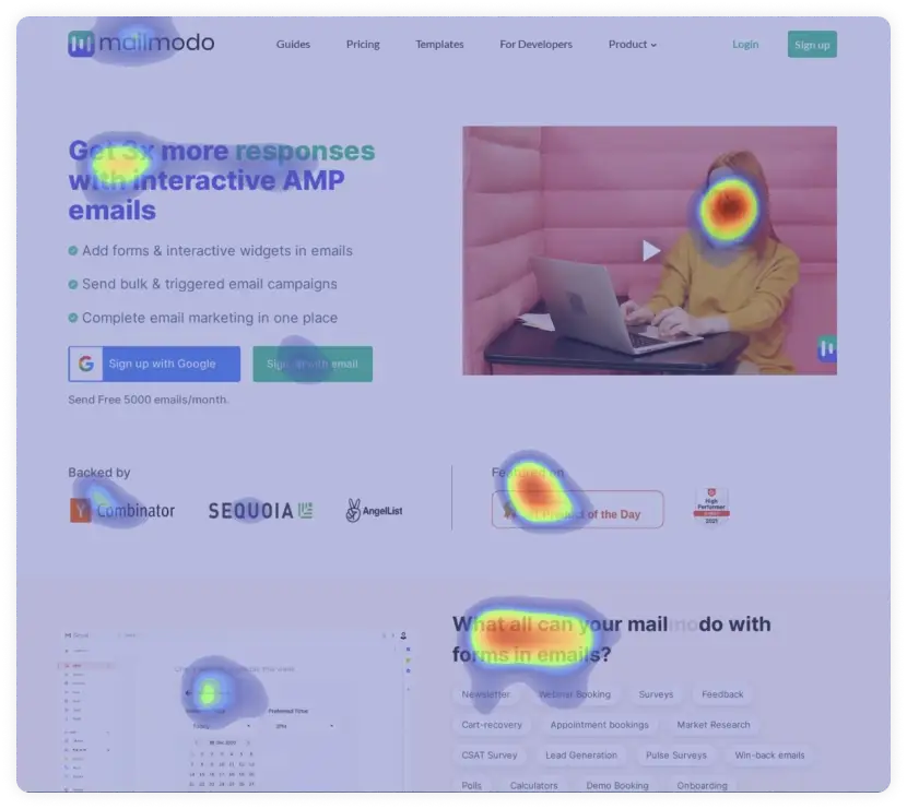 Mailmodo website heatmap