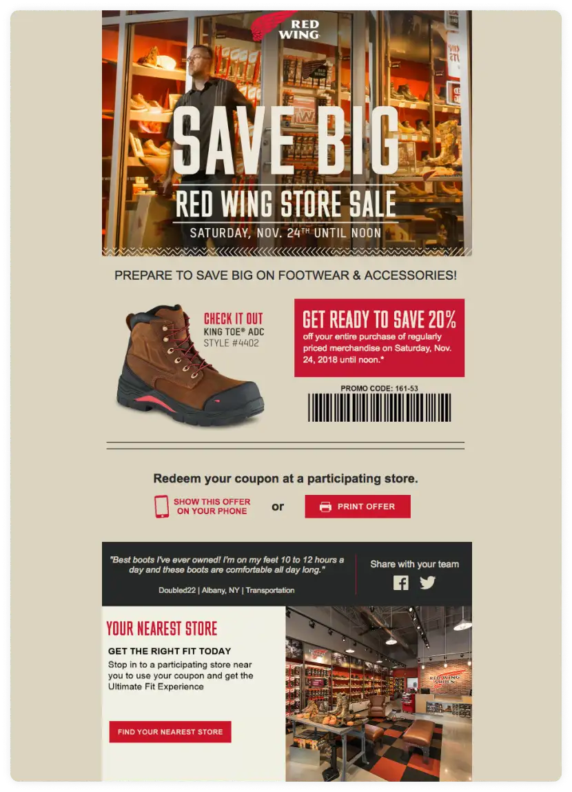 Red wing store coupons in store