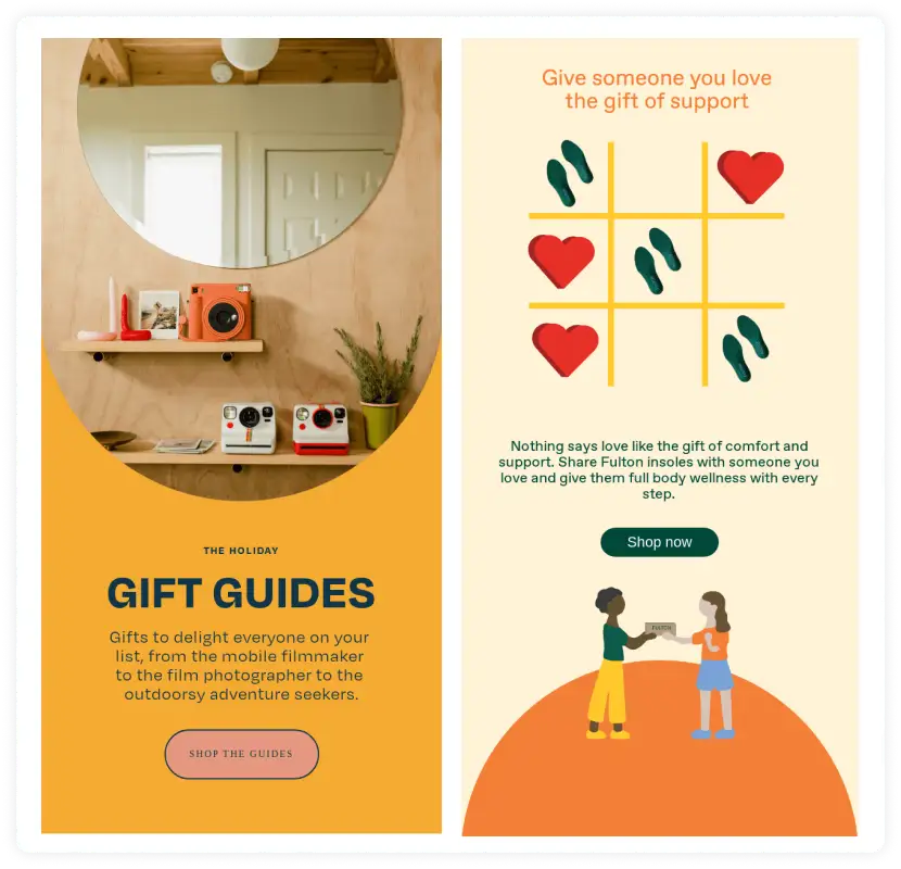 Two arches email design examples 