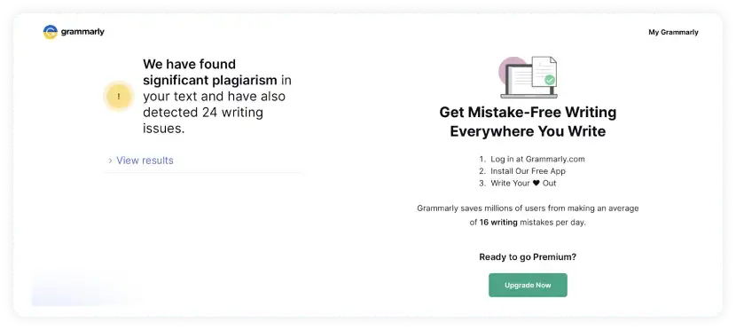 Grammarly upsell