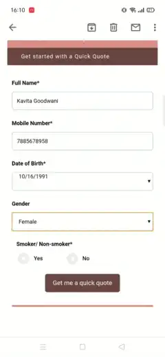 Insurance premium calculator in action