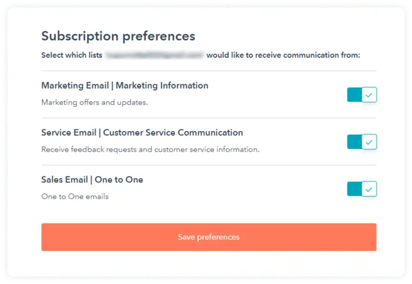 Email preference center 