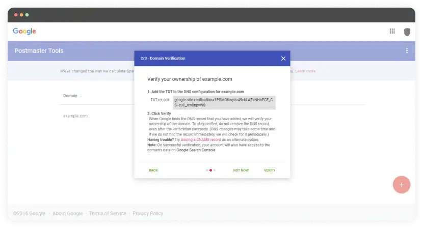 Copy the TXT record and paste it in your DNS settings