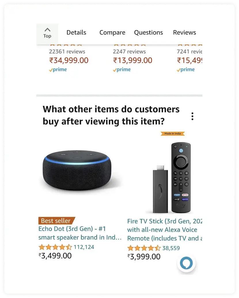 Amazon cross sell example