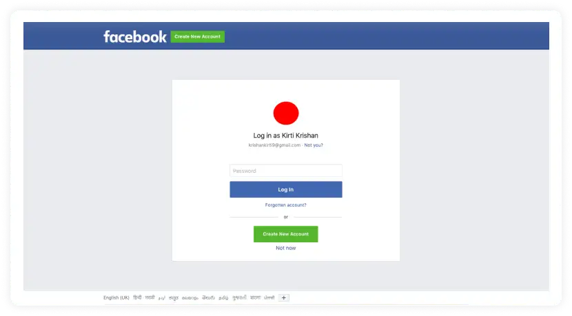 Enter facebook credentials and log in