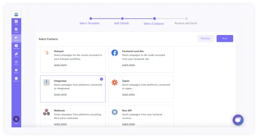 Select integromat and click next