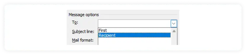 Choose recipient option in the to field