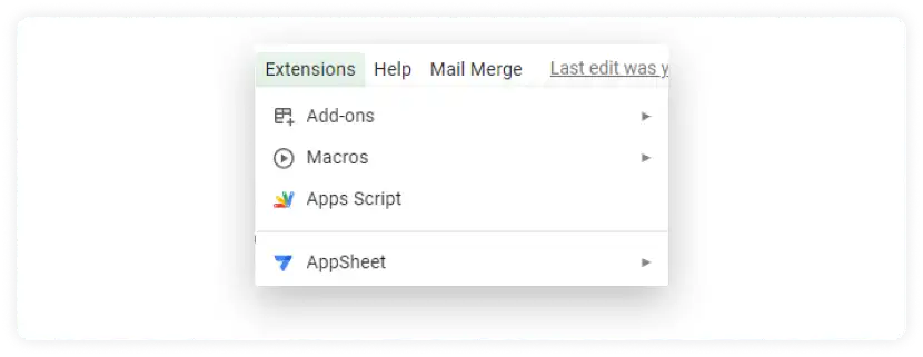 Extensions in Google sheet