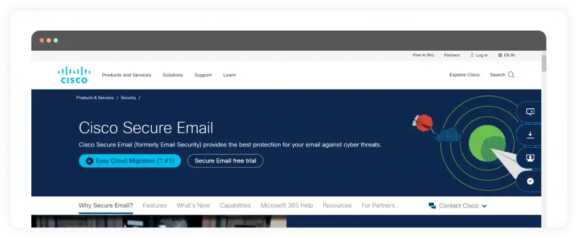 Cisco secure email homepage