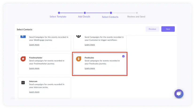 Choose freshsales and click next
