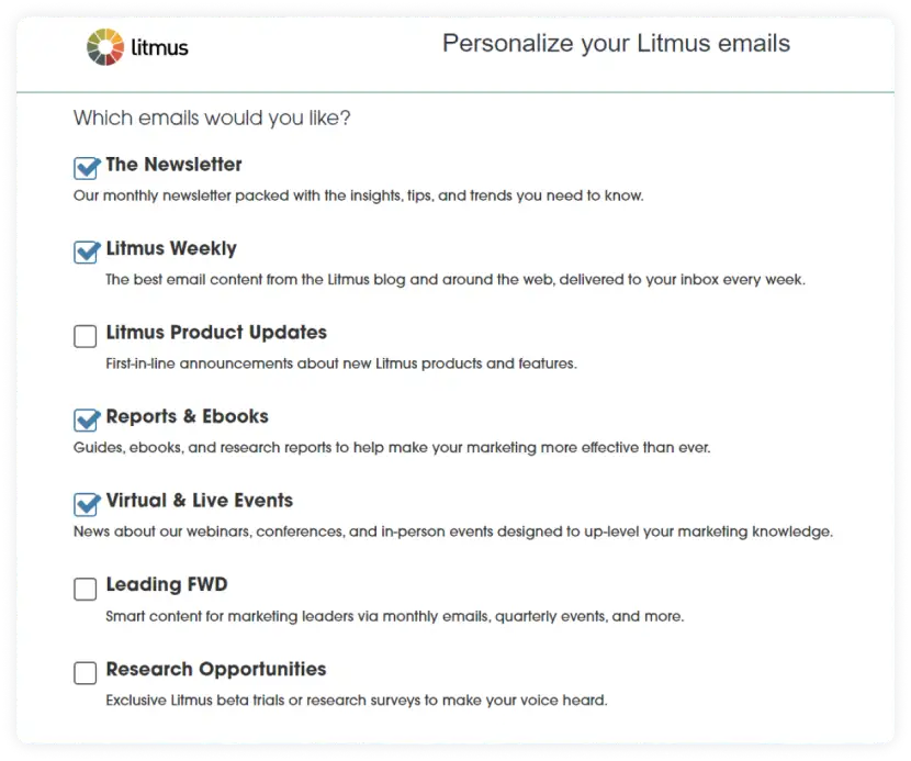 Litmus preference center