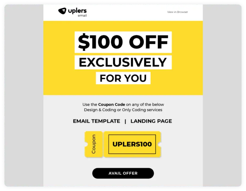 Exclusive coupon code email by Uplers