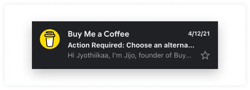 Buy me a coffee email logo